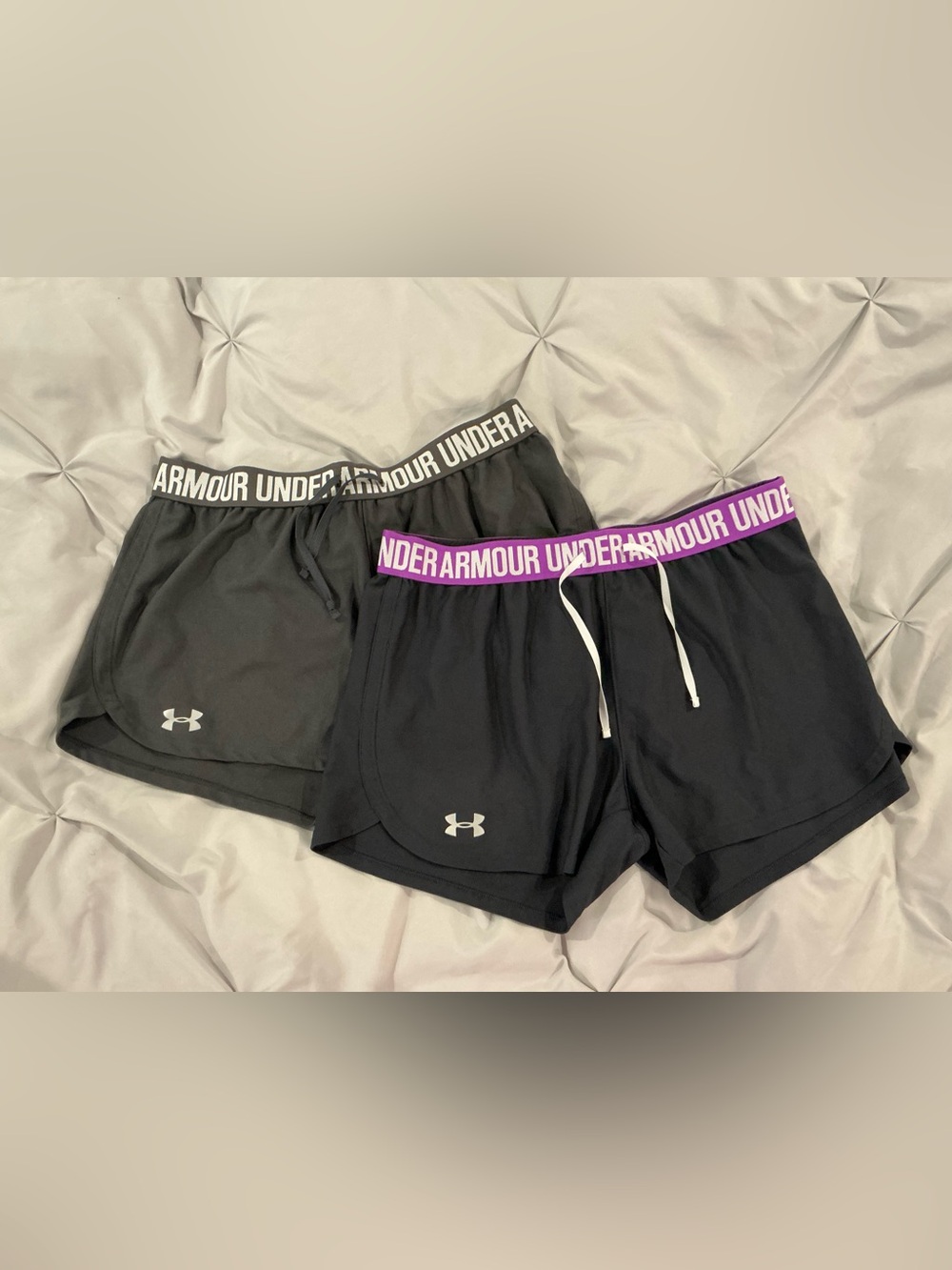 EUC - Women’s Under Armour Black 
/Gray Athletic Shorts (Set of 2 pairs)-Size M